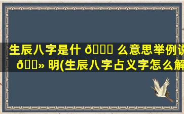 生辰八字是什 🐕 么意思举例说 🌻 明(生辰八字占义字怎么解释)